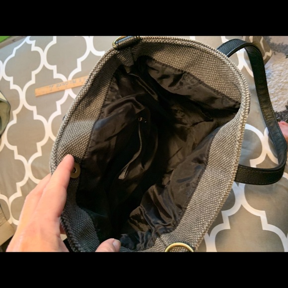 Mudd Bags Mudd Brand Shoulder Tote Bag In Gray Tweed And Black Lace Poshmark